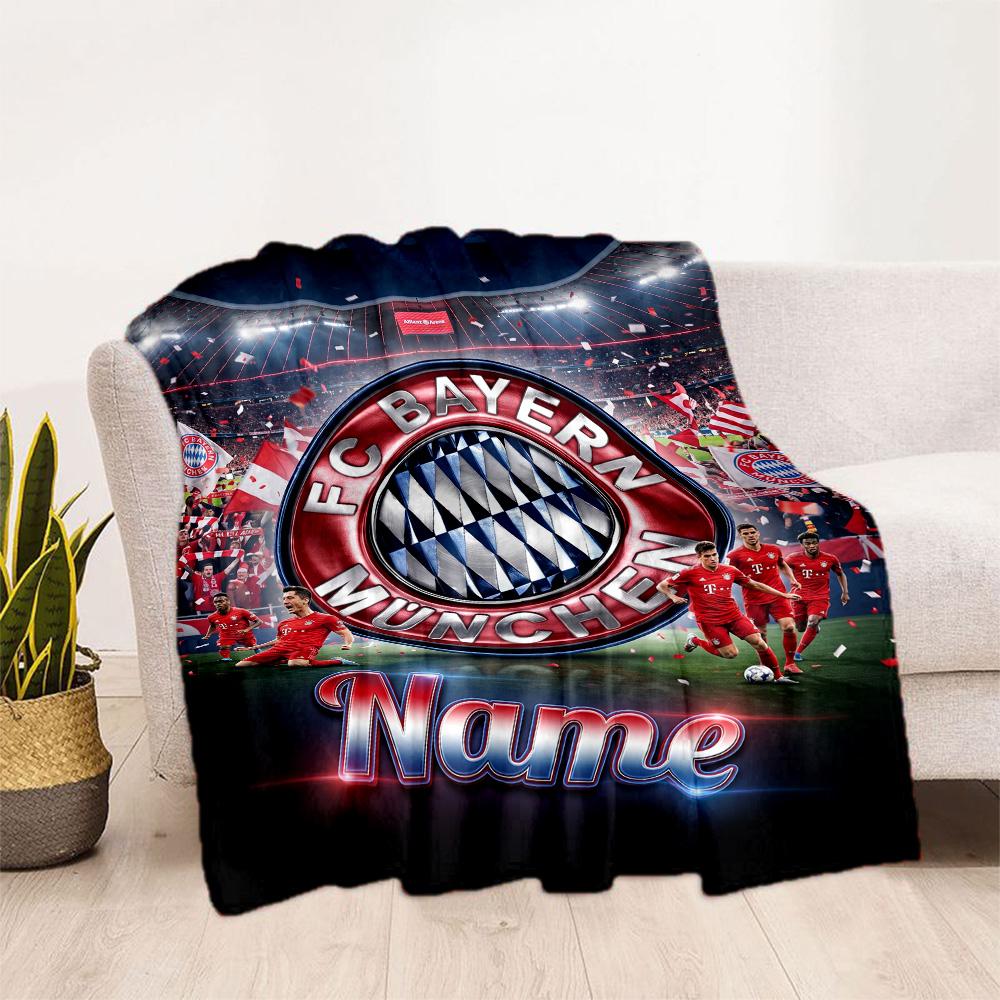 Bayern Munich Stadium Night Personalized Name Blanket Throw Customizable Blanket Warmthful Decor for Nap Couch Livingroom Chair Four Seasons Universal