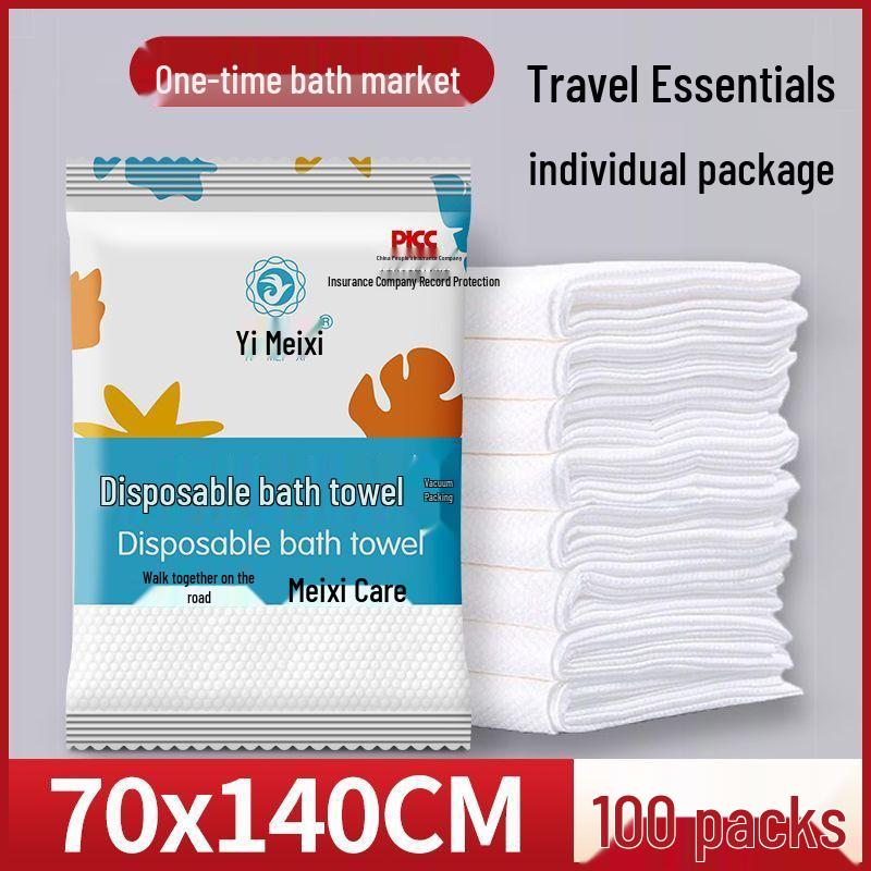 Extra Thick Disposable Adult Bath Towel - Super Absorbent, Individually Packed Cotton for Travel & Hotel Use