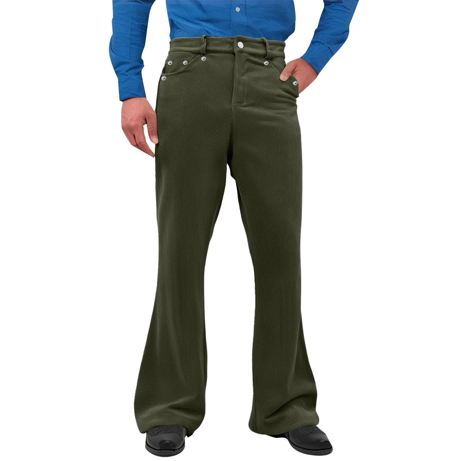 Men S Casual Fashion Retro Flared Pants Long Pants L