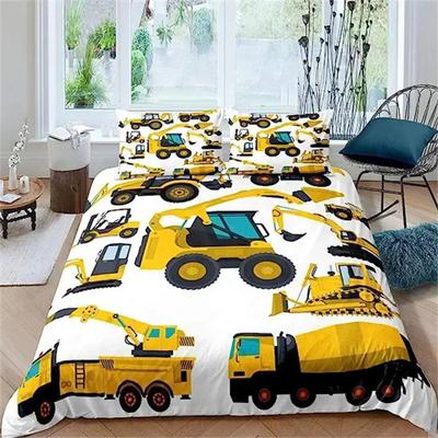 Poszewka na kołdrę Cartoon Koparka Traktor King Poszewka na kołdrę Cartoon Budowa Ciężarówka Zestawy pościeli Pojazd dla Dzieci Wystrój Pokoju