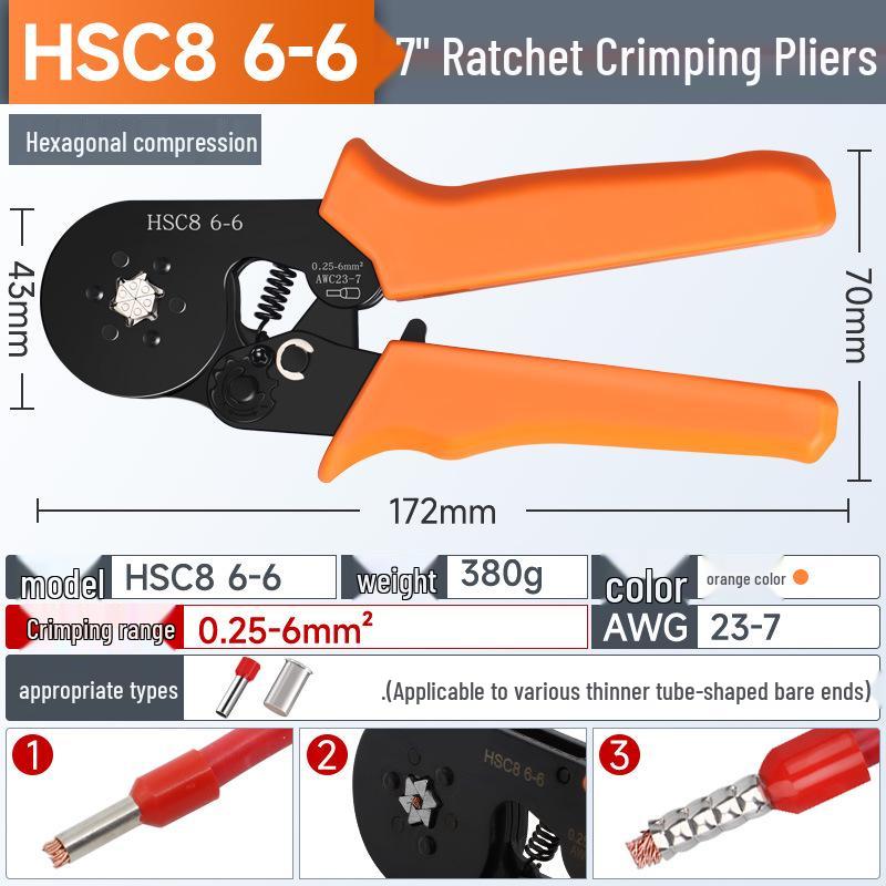 Electrician's Quad-Sided Crimping Pliers for Cold Press Copper and Wire Lugs, Terminals.
