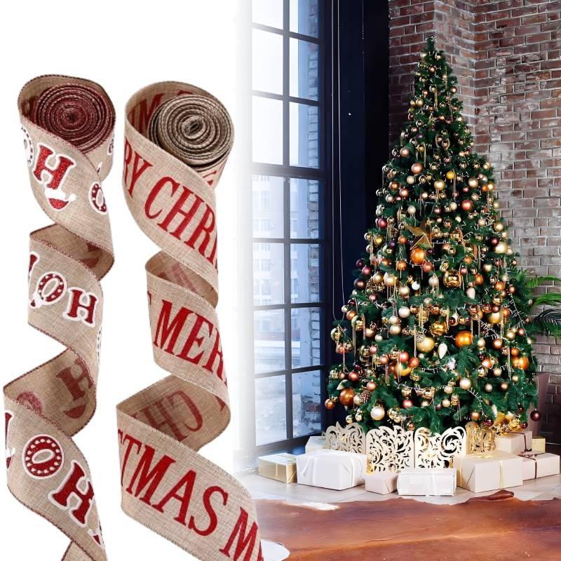 Elegant 2 Meter Christmas Ribbon Garland With Merry Christmas Letters For Diy Decor