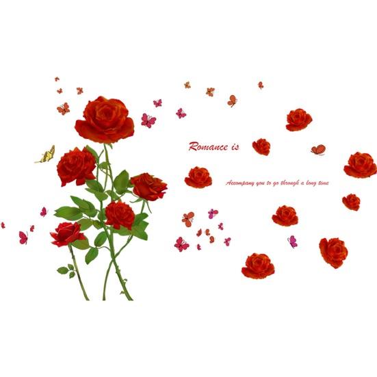 1 sett Veggklistremerke Vanntett selvklebende Rød Rose Blomstermønster Bakgrunn Veggmaleri Hjemmeinnredning