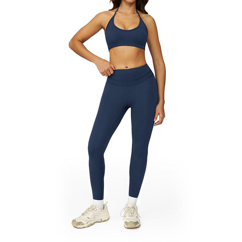 JYL Quick Dry Brushed Yoga Set Hollow Back High Waist Outfit