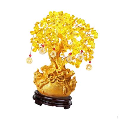 Albero dei soldi cinese Scultura da collezione Ornamento in vaso Feng Shui Bonsai artificiale fortunato per scrivania