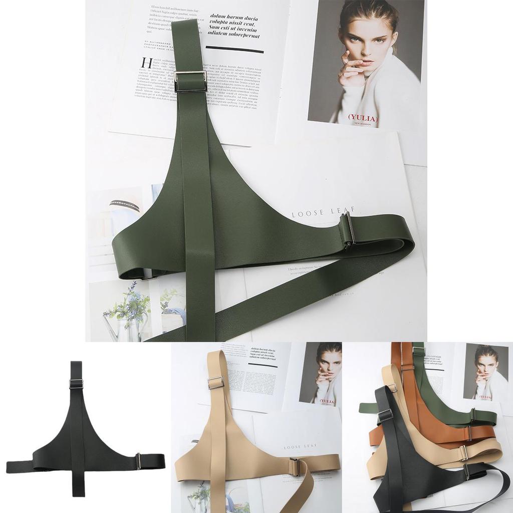 Camel Triangle Belt With Wide Pu Strap And Metal Buckle For Casual Streetwear