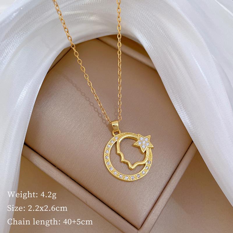 Women's Exquisite Clavicle Necklace with Titanium Steel, Copper, and Gold-Plated Micro-Inlays