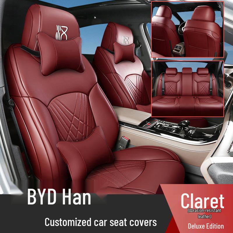 Durable Leather Seat Cover for BYD Han - Suitable for All Seasons, Fits Five Seats