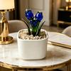 Mini Potted Glass Flower Decoration Miniature Tulip Flower Planter Pot Figurine Statue Home Office Bookshelf Desktop Ornament