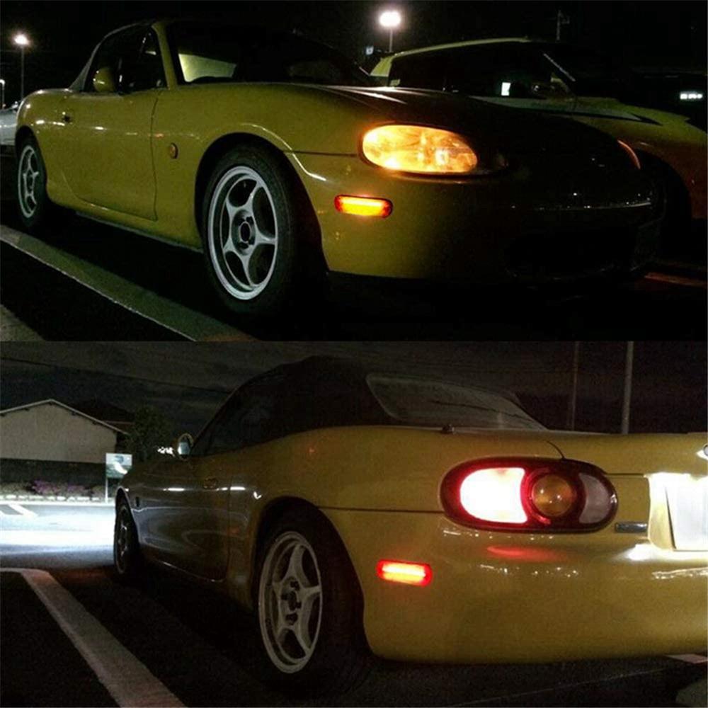 For 1990-1997 Mazda Miata 1999-05 Mazda MX-5 LED Side Marker Lights Smoked Lens
