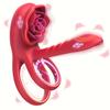 9 Modes Vibrating Penis Sleeve Silicone Vibrating Rooster Ring Penis Sleeve with Rose Clitoral Stimulator Sex Toys for Adult 18