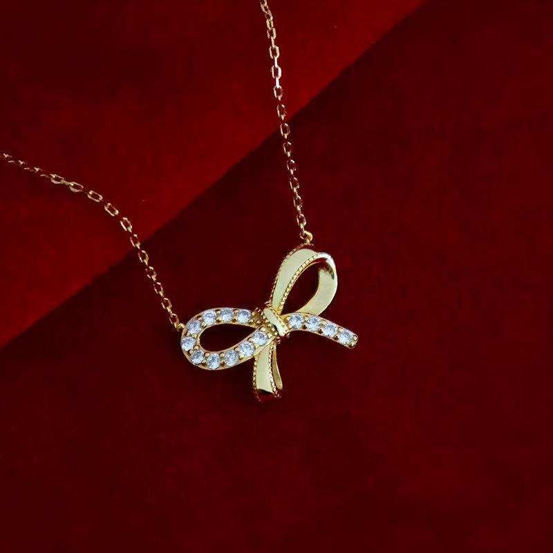 Light Luxury Sweet Bow Necklace Temperament New Style Choker New Style Choker Fashionable