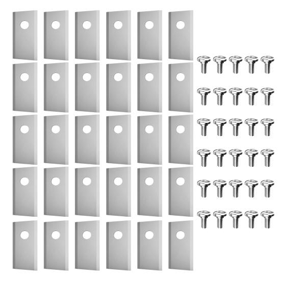 Yousheng 12/30Pcs Stainless Steel Lawnmower Blade for Worx Landroid Heavy Duty Universal Robot Lawn Mower Replacement Blade with Mounting Screws