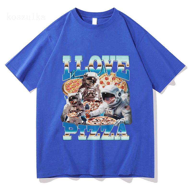 I Love Pizza Funny Meme T-Shirt Astronaut Pizza Lover Graphic Women Fashion Vintage Short Sleeve T-shirts Cotton Casual T Shirt