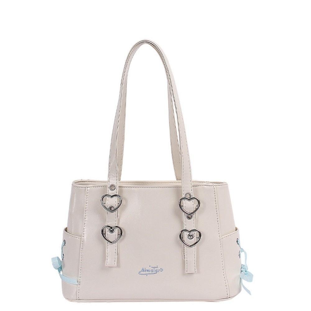

PU Leather Ribbon Shoulder Bags Versatile Women s Handbags Korean Bow Tie Backpack Girls білий