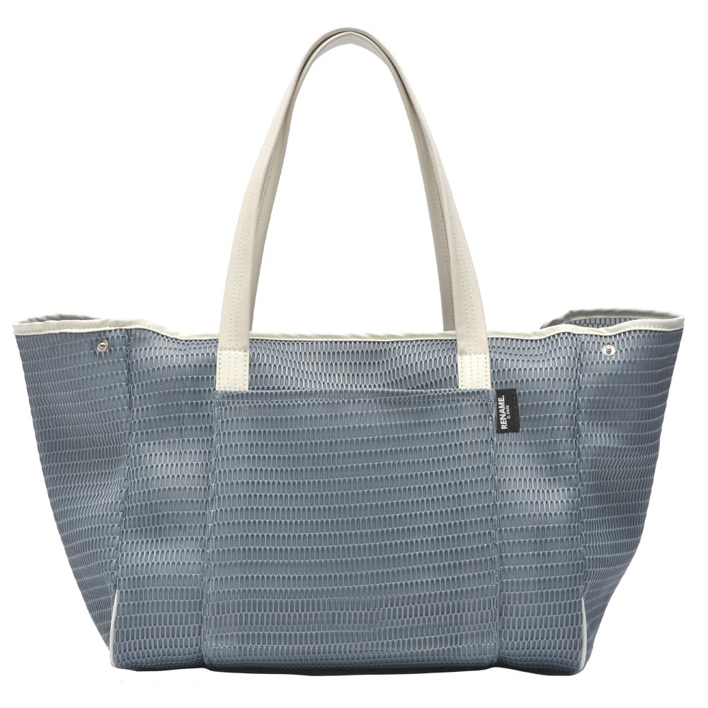 

[Rename] Large Capacity Lightweight Mesh Tote Bag with Pouch, Diaper Bag, Women s, Blue Gray