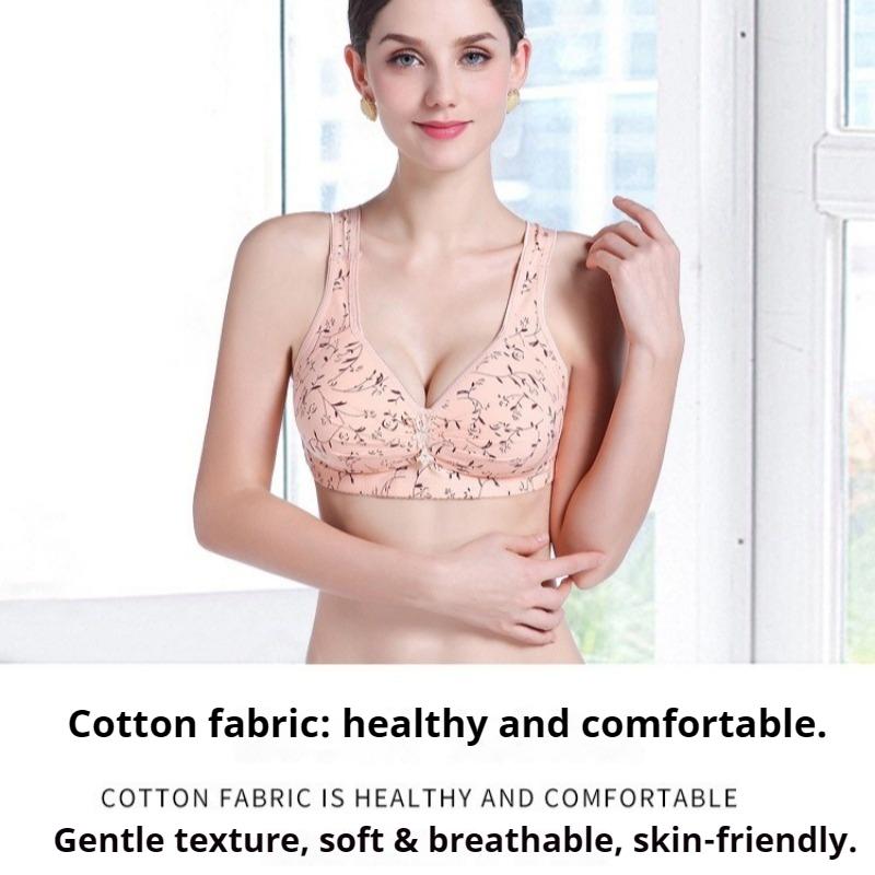Fixed Cup Front Buckle Middle-aged and Elderly Women's Underwear Large Size Thin No-rim Vest Bra