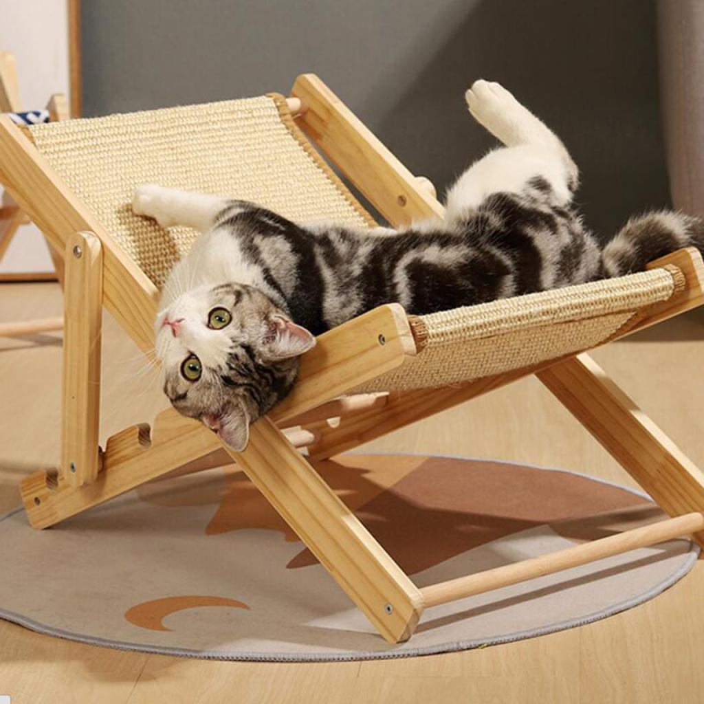 Cat Lounge Chair Cats Raised Bed Large Hammock for Rabbit Bunny Dogs Blue Color Canvas