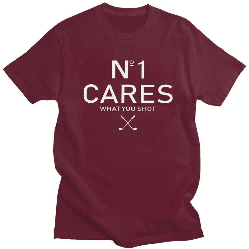 No 1 Cares What You Shot T Shirt for Men Pure Cotton Golf Lover Tshirts Streetwaer Short Sleeve Tee Shirt Loose Fit Clothing