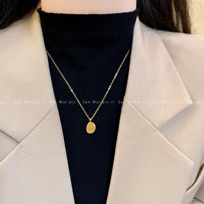 Niche Simple Whole Body Titanium Steel Necklace Women's Autumn and Winter Small Bean Bean Pendant Sweater Sweater Chain Internet Celebrity Neck Chain