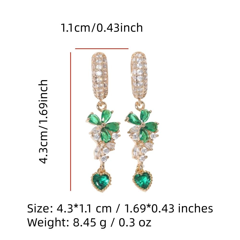 Luxury Flowers with Water Droplets Zirconia Dangle Earrings for Women Golden Earring Jewelry Party Accessories