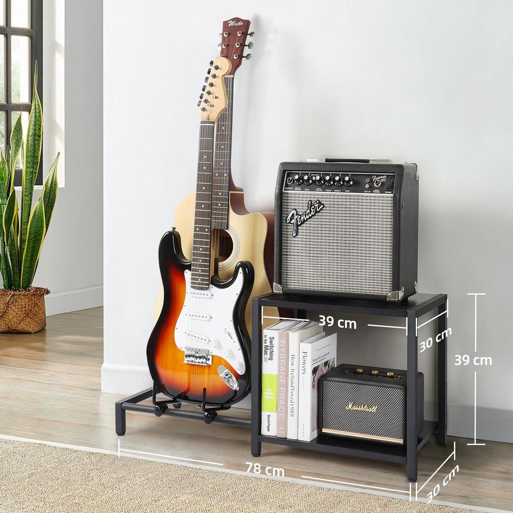 VINAEMO Guitar Stand 2 Includes Guitar Amp Acoustic Guitar Bass Electric Guitar Universal Display Adjustable Guitar Durable Large Capacity Storage for