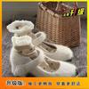 2025 Autumn and Winter New Plush Plush Mary Jane Shoes Women's French Plush Shoes Women's Thick Heel White Single Shoes