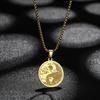 Kinital Exquisite Laser Carving Ancient Egypt Yin Yang Night Moon Lover Pendant Fashion Jewelry Stainless Steel Necklace