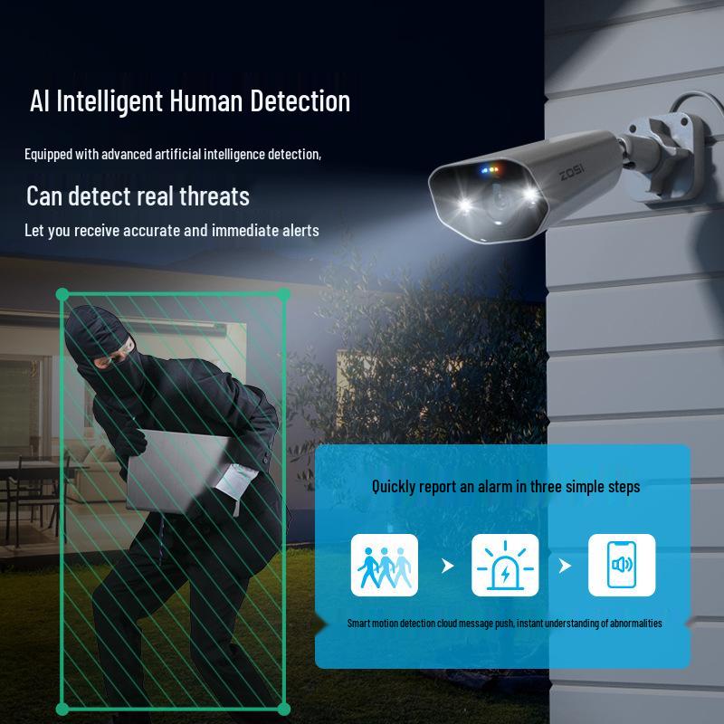 Zhoushi 8MP POE Full-Color Outdoor Camera HD Network Monitoring Kit