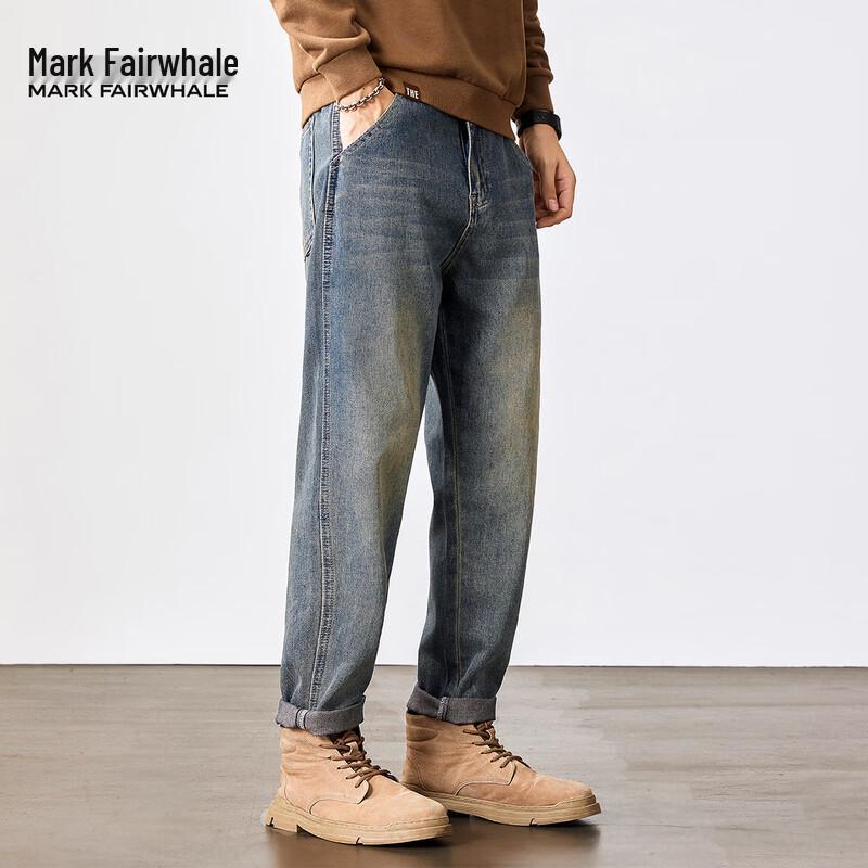 Mark Fairwhale Men's Retro Washed Straight-Leg Jeans