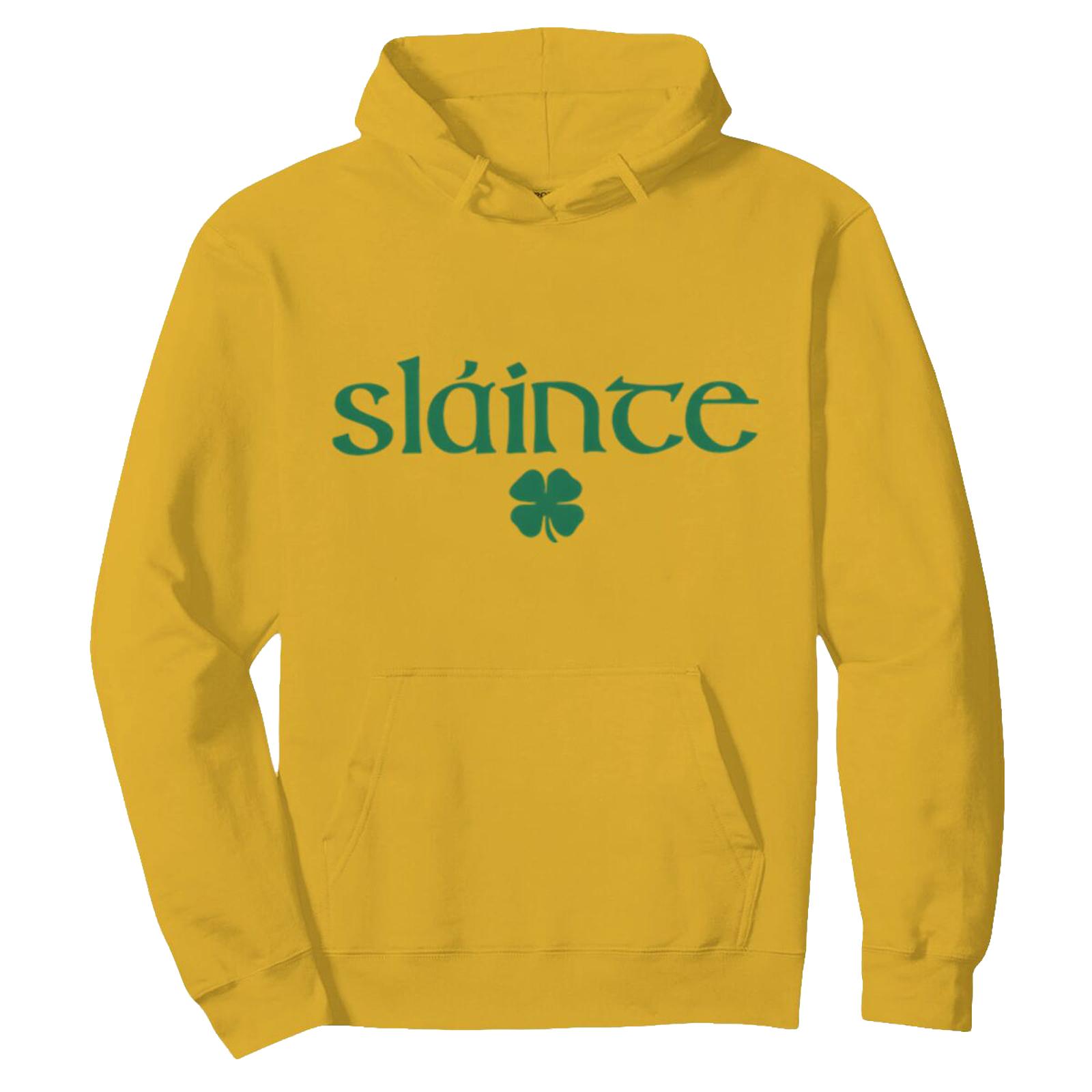 Детский повседневный пуловер с круглым вырезом и принтом с длинными рукавами и капюшоном 160 жёлтый 1590₽