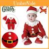 Adorable Christmas Baby Knitted Romper Jumpsuit Outfit W/ Santa Claus Sweater Hat