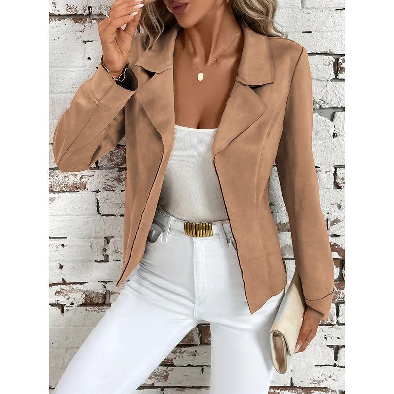 

Весенне-осенний модный стиль Элегантный Новый Модный Ретро Приталенный Косуха Костюмный Воротник Замшевое Короткое Пальто Dark Khaki L