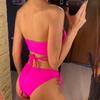 Sexy Wrap Around Wrinkled Mid Waist Bikini Female Swimsuit Women Swimwear Two-pieces Bikini Set Bather Bathing Suit Swim