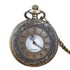 Vintage Bronze Watch Roman Scale Display Design Quartz Pocket Masculino Relogio Pendant Necklace Chain Leisure Men's Gift Clock