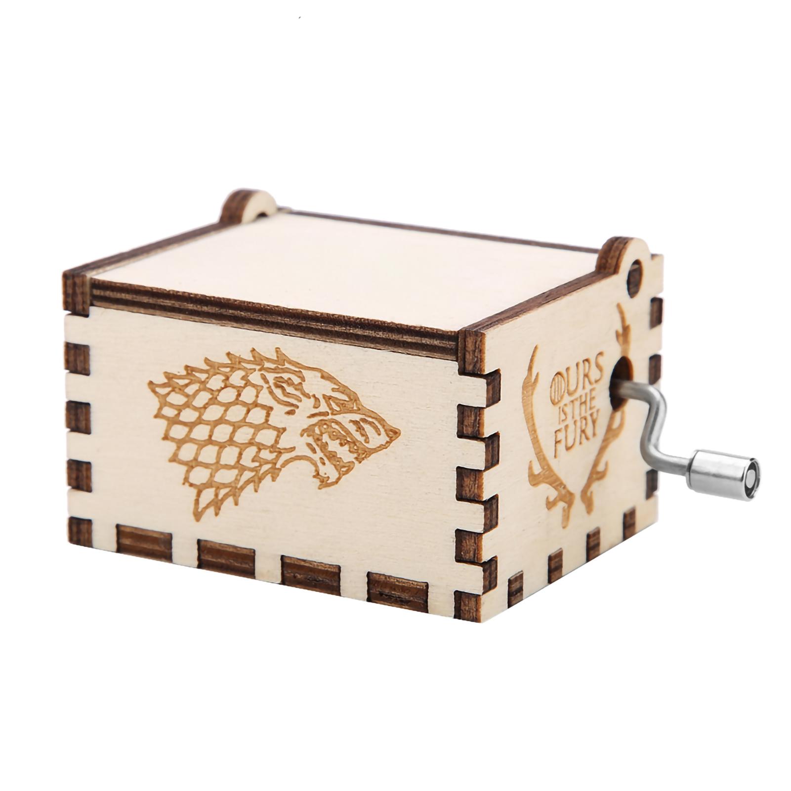 

1 шт. деревянная резная ручная музыкальная шкатулка механическая классическая поделка подарок на день рождения Game of Thrones