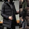 Men's Down Coats Casual Fashion Solid Color Slim Hooded Down Jackets Zip Up Long Thick Warm Men Winter Warm Coats