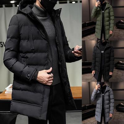 Manteaux en duvet pour hommes décontracté mode couleur unie mince à capuche doudoune fermeture éclair longue épaisse chaude hommes hiver manteaux chauds