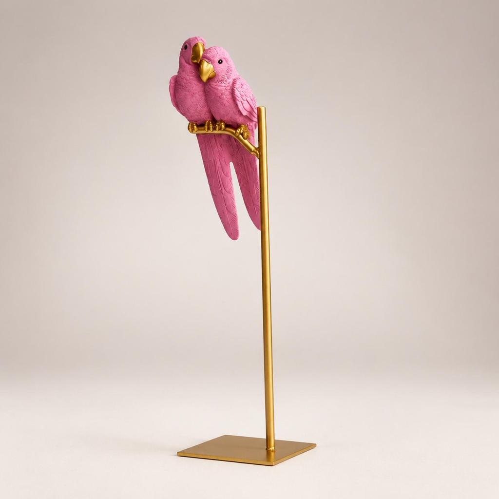 Resin Decorative Sculpture Gold Finish Tropical Bird Decor Piece Golden