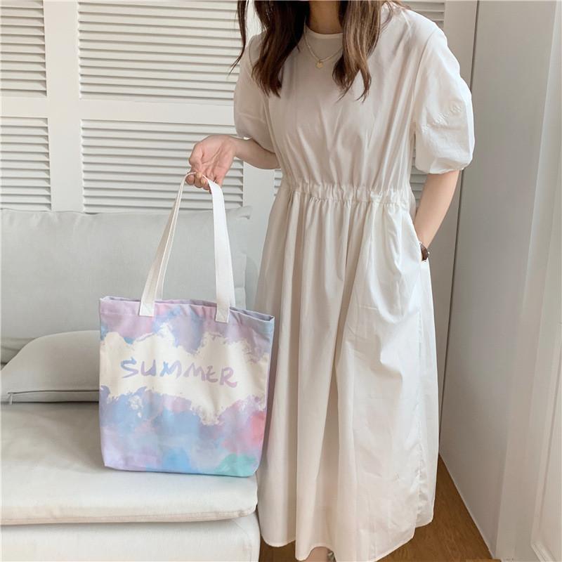 Стильная сине-фиолетовая градиентная холщовая сумка-тоут Сладкий свежий дизайн Для покупок