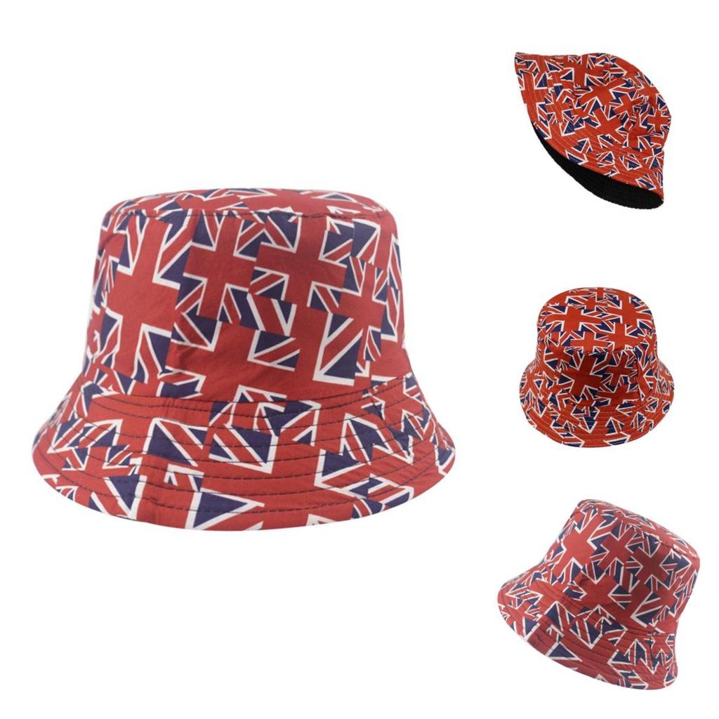 Chapéu de Pescador Reversível com Bandeira Britânica Proteção Solar Para Atividades ao Ar Livre