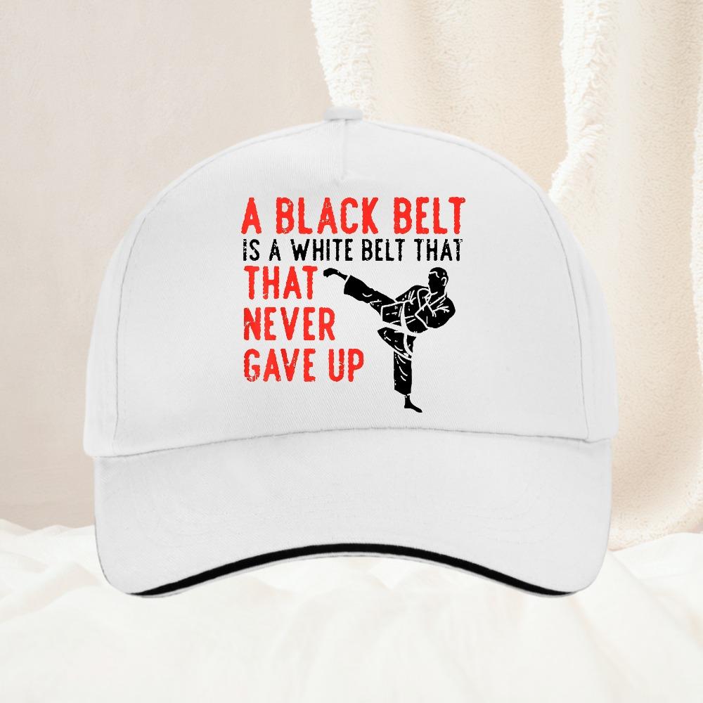 Black Belt Never Gave Up Karate Taekwondo Inspirational Baseball Cap Adjustable Dad Hat boxing training hats