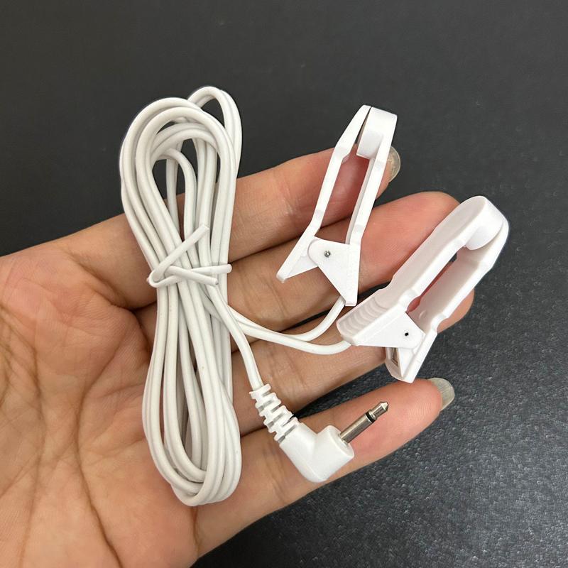 1Pcs Ear Clip Electrode Lead Wire 2.5Mm Right Angle Plug Dual Ear Clamp Cable For Tens Pulse Therapy Massager Device