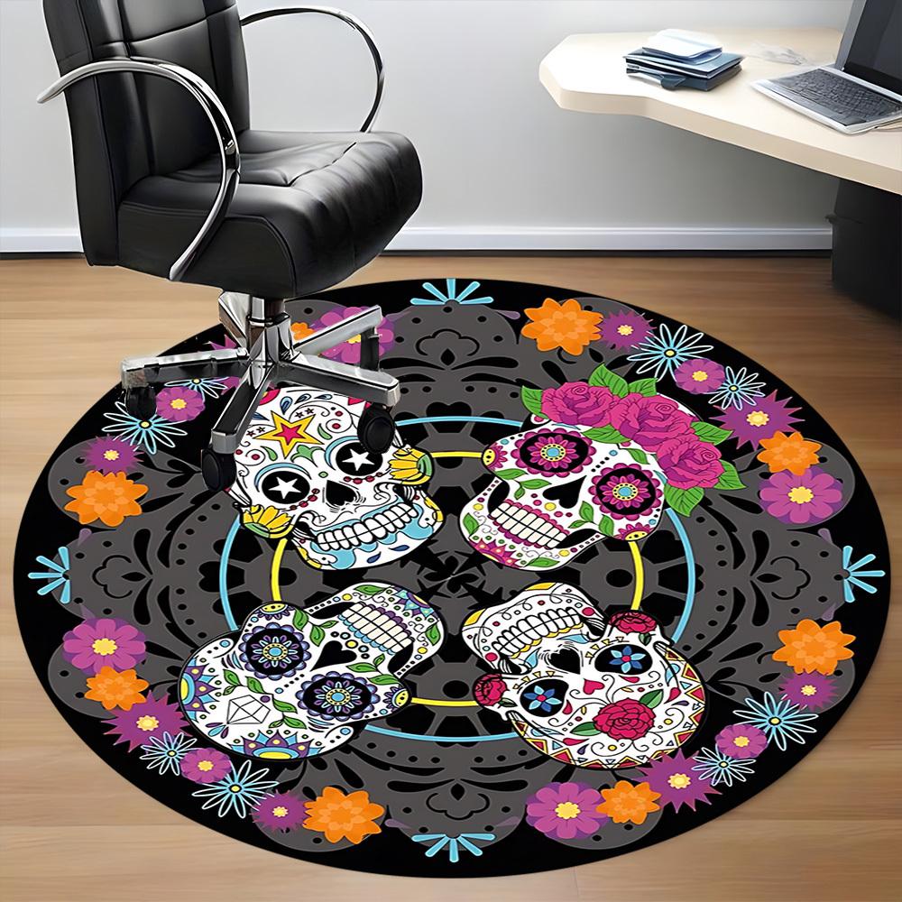 1PC Sugar Skulls Chair Carpet for Office Non-Slip, Lightweight, Machine Washable Rug for Office, Sleeping, Room - Holiday Decoryy251009068