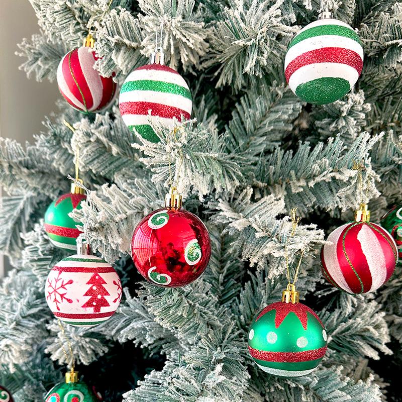 30pc/box Painting New Year Sparkling Christmas Balls Gifts Christmas Tree Pendants Home Hanging Pendants Exquisite 6cm