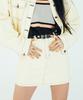 Leoninghai Stitch Point Cotton Mini Skirt [Light Yellow]