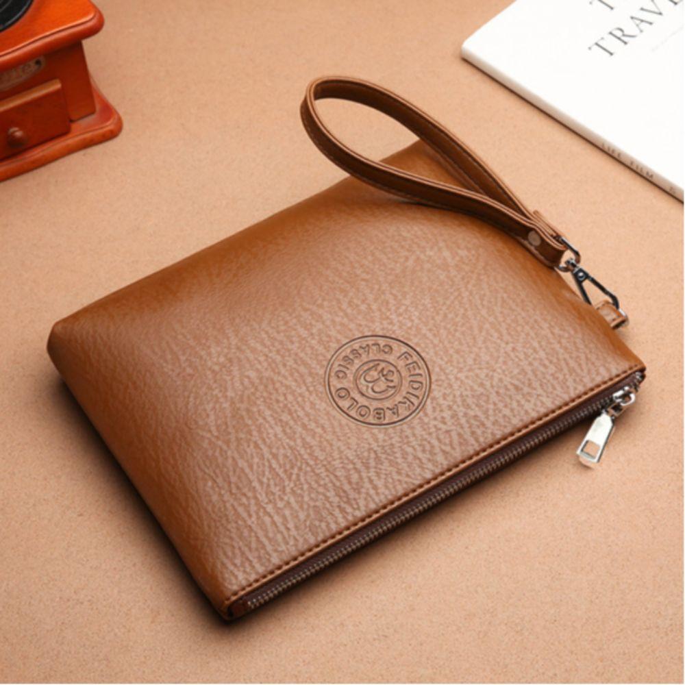 Large Capacity Men's Handy Bag Pu Leather Toiletry Bag Practical Male Clutch Bag  Outdoor