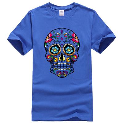 Herren Sommer T-Shirt Hochwertige Baumwolle Streetstyle Locker Cool Schädelprint Lässig Übergröße Vielseitig Rundhals Kurzarm