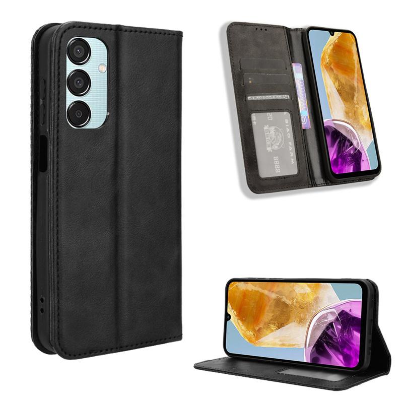 For Samsung Galaxy F15 5G SM-E156B leather retro self-attaching phone case Of For Galaxy M15 5G case flip magnetic wallet cover