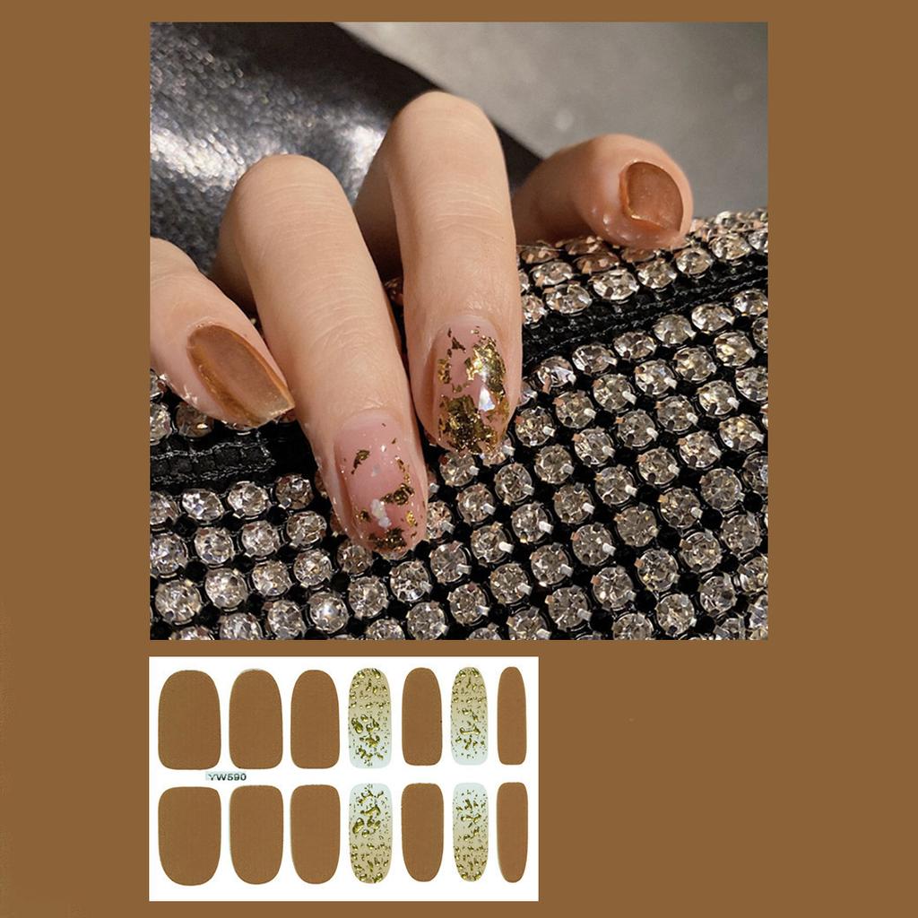 14pcs/sheet Press On Nail Red Smudge Nail Sticker Finished Manicure Quick Nial